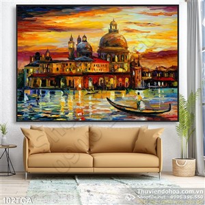 Tranh Sơn Dầu Châu Âu cảnh bình minh