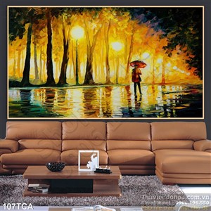 Tranh Sơn Dầu Châu Âu người đi trên phố