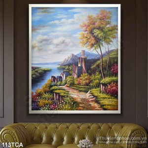 Tranh Sơn Dầu Châu Âu phong cảnh ven sông