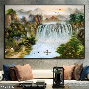 Tranh Sơn Dầu Châu Âu thác nước đẹp