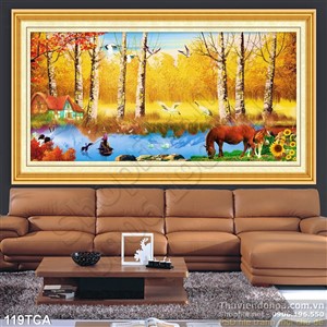 Tranh Sơn Dầu Châu Âu cảnh ven sông