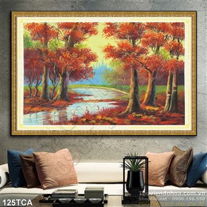 Tranh Sơn Dầu Châu Âu rừng phong