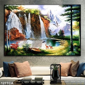 Tranh Sơn Dầu Châu Âu cảnh thác nước