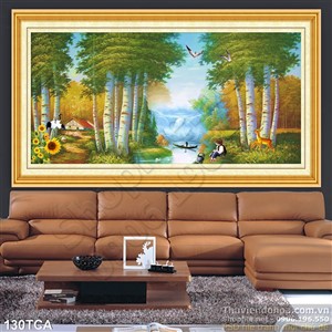 Tranh Sơn Dầu Châu Âu dòng sông thơ mộng