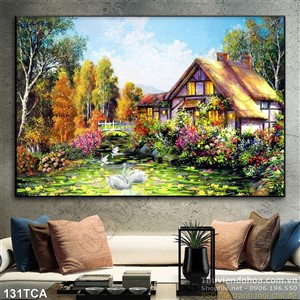 Tranh Sơn Dầu Châu Âu ngôi nhà nhỏ