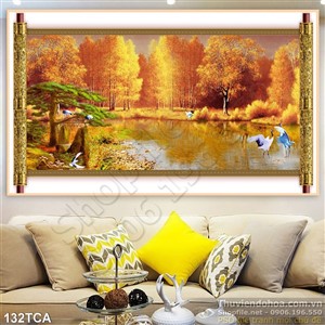 Tranh Sơn Dầu Châu Âu khu rừng ven sông