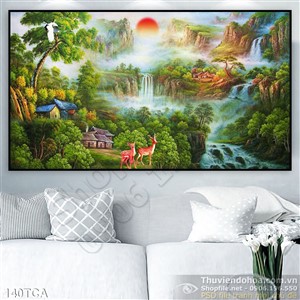 Tranh Sơn Dầu Châu Âu cảnh thác nước