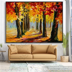 Tranh Sơn Dầu Châu Âu con đường rừng thông