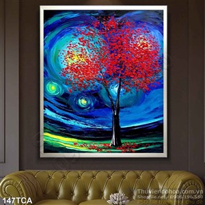 Tranh Sơn Dầu Châu Âu cây  nghệ thuật