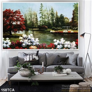 Tranh Sơn Dầu Châu Âu cảnh thơ mộng vên sông