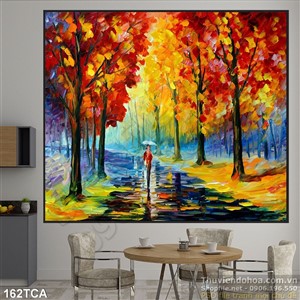 Tranh Sơn Dầu Châu Âu con đường cây phong