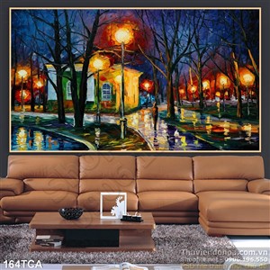 Tranh Sơn Dầu Châu Âu cảnh phố đêm