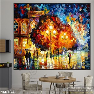 Tranh Sơn Dầu Châu Âu cảnh ven sông