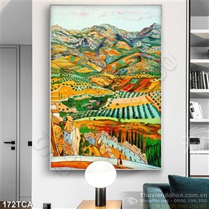 Tranh Sơn Dầu Châu Âu ngôi nhà nhỏ trên sông