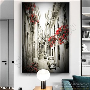 Tranh Sơn Dầu Châu Âu phong cảnh ngôi nhà