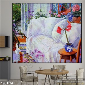 Tranh Sơn Dầu Châu Âu trang trí phòng khách