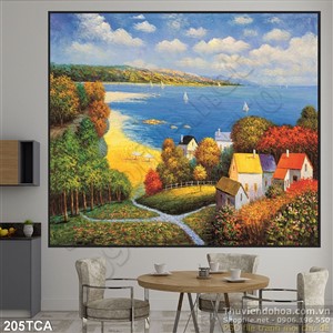 Tranh Sơn Dầu Châu Âu cảnh làng quê