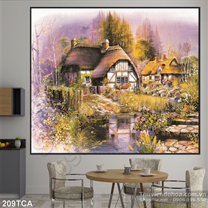 Tranh Sơn Dầu Châu Âu cảnh thác nước