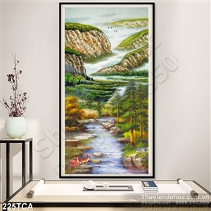 Tranh Sơn Dầu Châu Âu khu phố ven sông