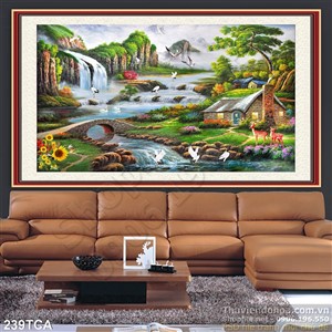 Tranh Sơn Dầu Châu Âu cảnh thác nước