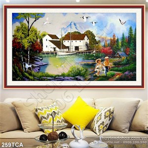 Tranh Sơn Dầu Châu Âu ngôi nhà nhỏ