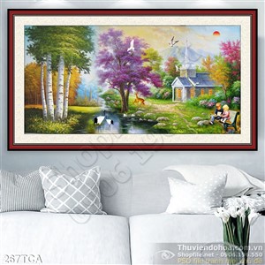 Tranh Sơn Dầu Châu Âu biệt thự và rừng phong