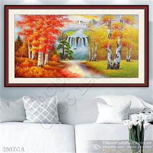 Tranh Sơn Dầu Châu Âu thác nước trong rừng