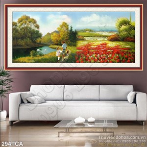 Tranh Sơn Dầu Châu Âu cánh đồng hoa