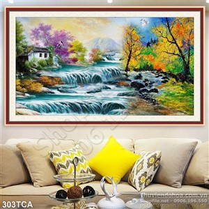 Tranh Sơn Dầu Châu Âu thác nước