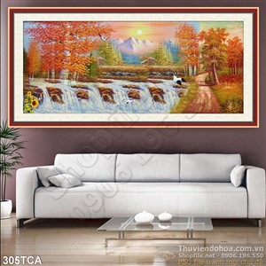 Tranh Sơn Dầu Châu Âu thác trong rừng