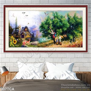 Tranh Sơn Dầu Châu Âu phong cảnh làng quê