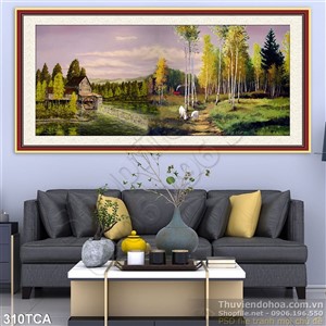 Tranh Sơn Dầu Châu Âu cảnh ven sông