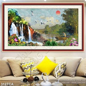 Tranh Sơn Dầu Châu Âu thác nước