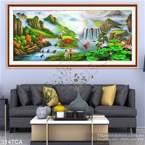 Tranh Sơn Dầu Châu Âu cảnh thác nước