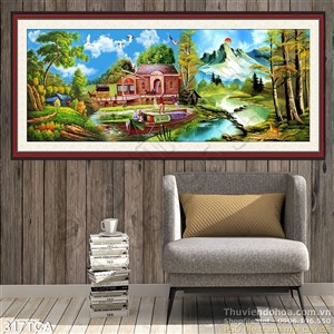 Tranh Sơn Dầu Châu Âu biệt thự trên sông