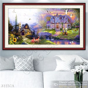 Tranh Sơn Dầu Châu Âu phong cảnh biệt thự