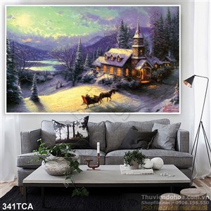 Tranh Sơn Dầu Châu Âu ngôi nhà vào mùa đông