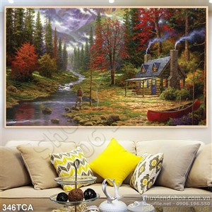Tranh Sơn Dầu Châu Âu ngôi nhà trong rừng