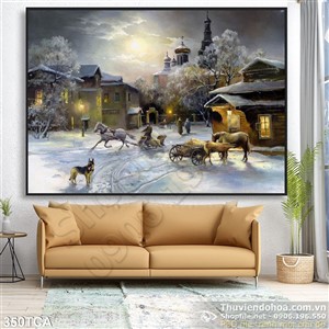 Tranh Sơn Dầu Châu Âu cảnh mùa đông