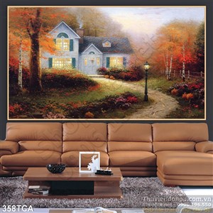Tranh Sơn Dầu Châu Âu biệt thự trong rừng