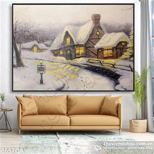 Tranh Sơn Dầu Châu Âu cảnh tuyết phủ