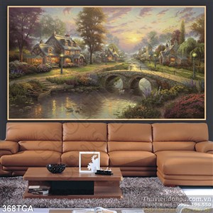 Tranh Sơn Dầu Châu Âu biệt thự trên sông