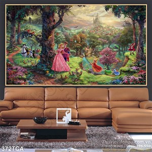Tranh Sơn Dầu Châu Âu công chúa ngủ trong rừng