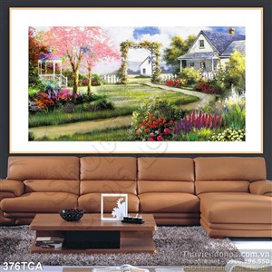 Tranh Sơn Dầu Châu Âu khuôn viên ngôi nhà