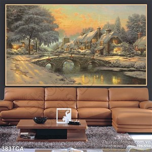 Tranh Sơn Dầu Châu Âu cảnh ven sông