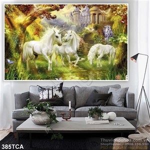 Tranh Sơn Dầu Châu Âu ngựa trắng