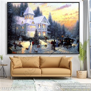 Tranh Sơn Dầu Châu Âu đêm Noel