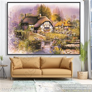 Tranh Sơn Dầu Châu Âu cảnh ngôi nhà nhỏ