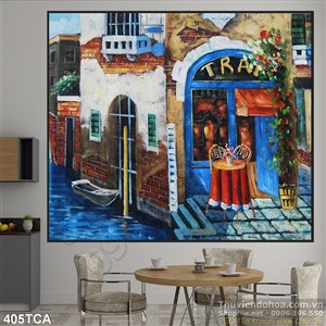 Tranh Sơn Dầu Châu Âu cửa hàng ở phố