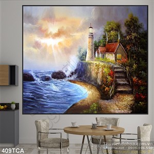 Tranh Sơn Dầu Châu Âu hải đăng